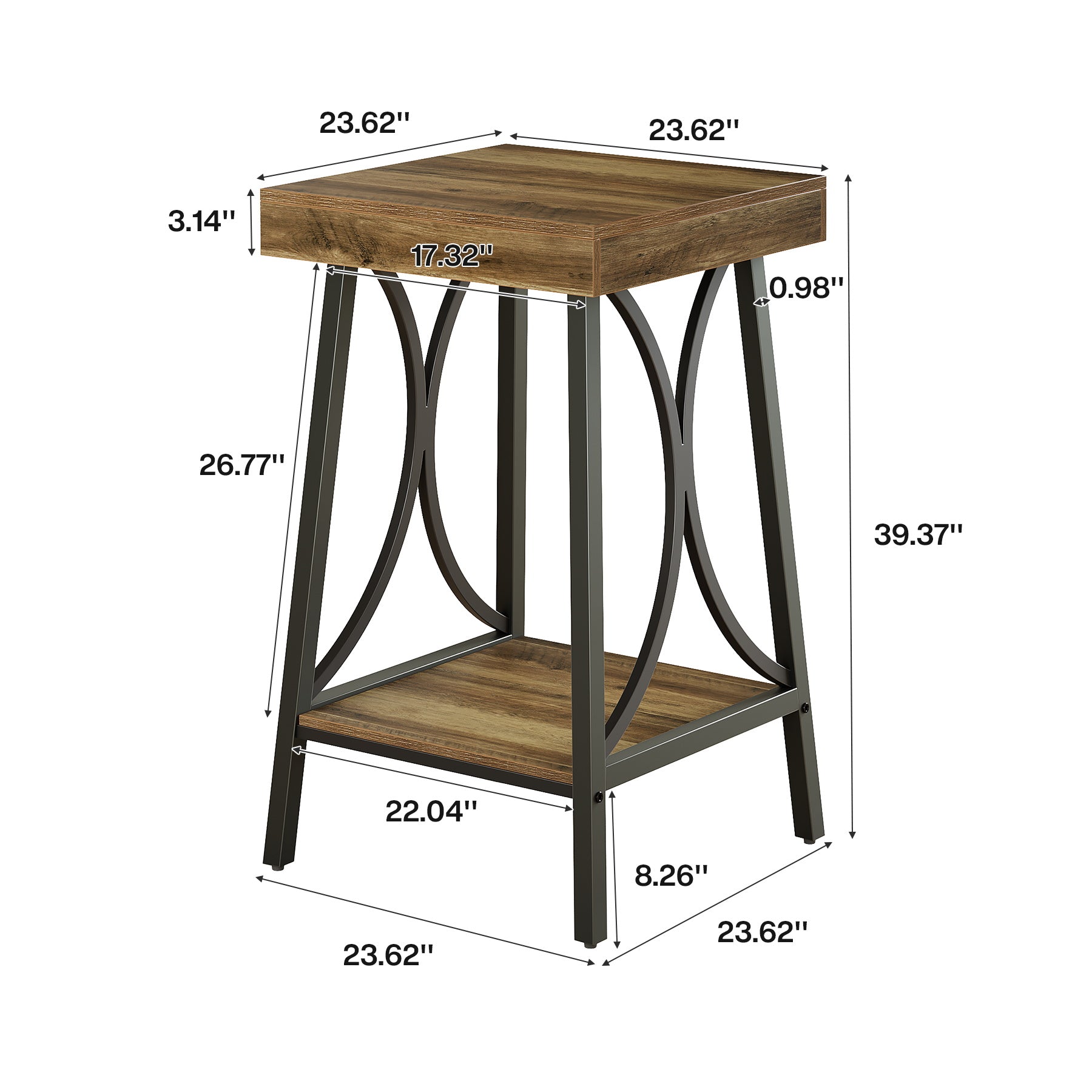 2 - Tier Bar Table, Industrial High Top & Counter Height Bistro Table with Metal Frame Tribesigns