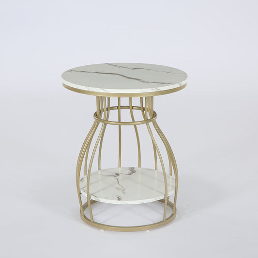 2-Tier End Table, Modern Side Table Round Accent Table