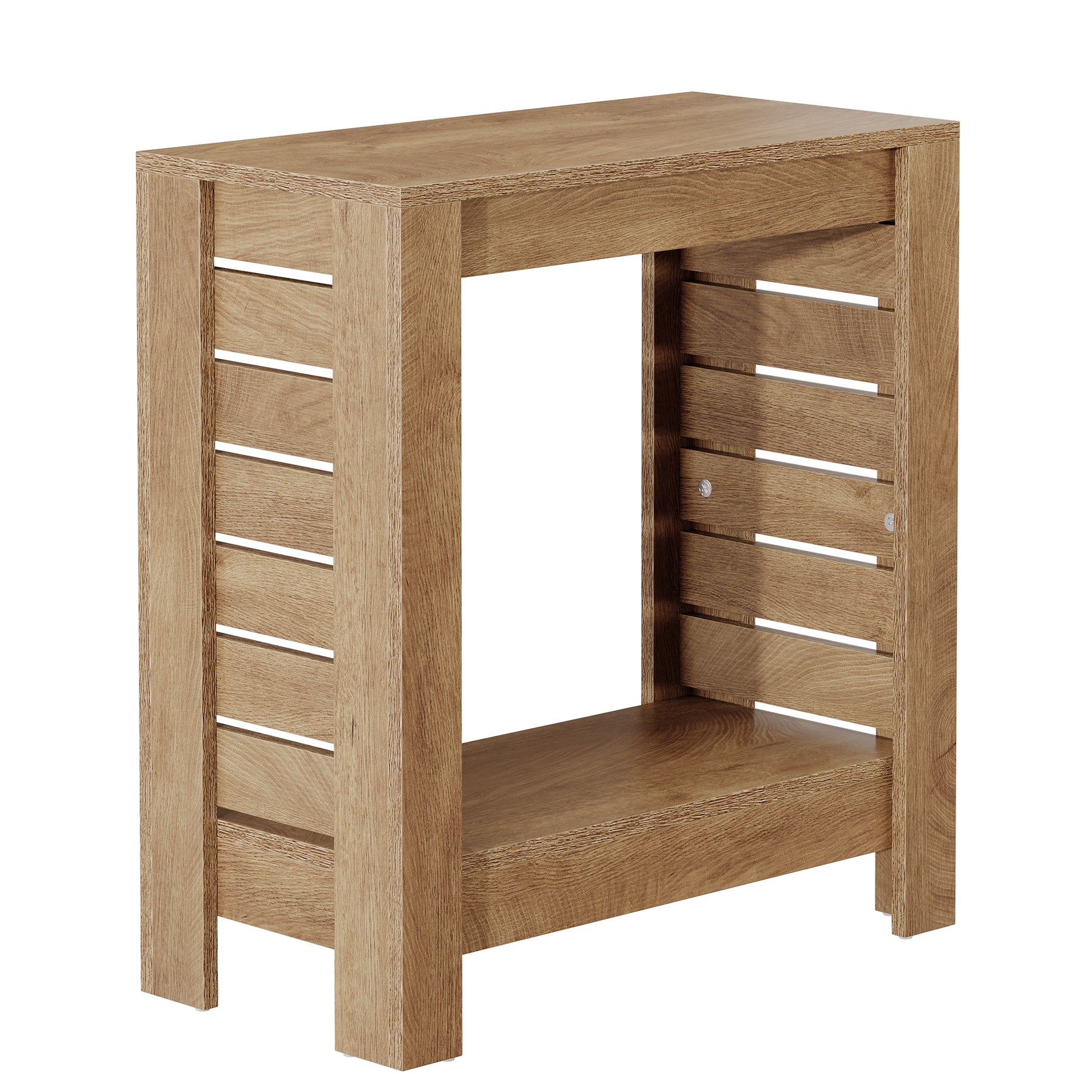 2-Tier Side Table, Wooden End Table Nightstand with Storage Shelf