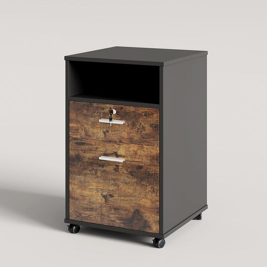 2-Drawer File Cabinet Mobile Printer Stand with Lock Tribesigns
