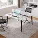 2 Person Computer Desk, Square Office Desk With Power Outlet Tribesigns