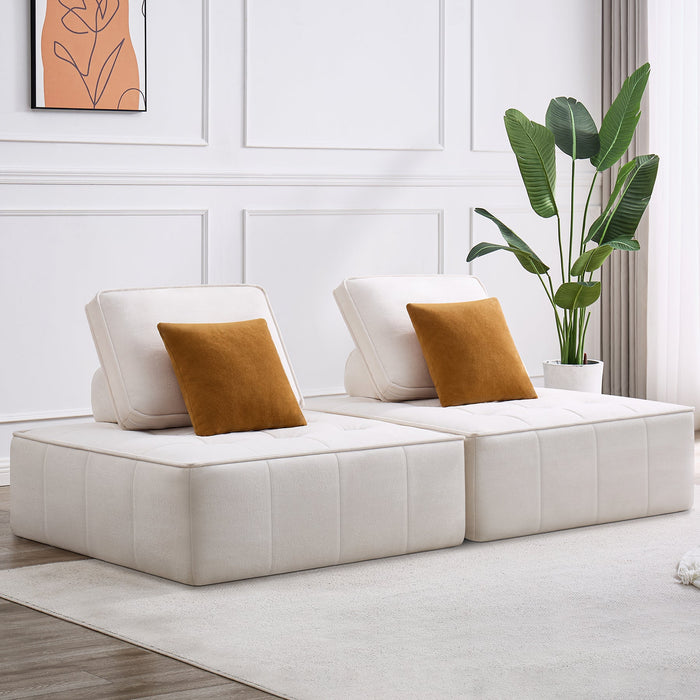 2 - Piece Square Sofa, Modern Loveseat Couch Floor Sofa Tribesigns