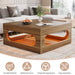 2-Tier Coffee Table, Wood Square Center Tea Table with LED Strip Light Tribesigns