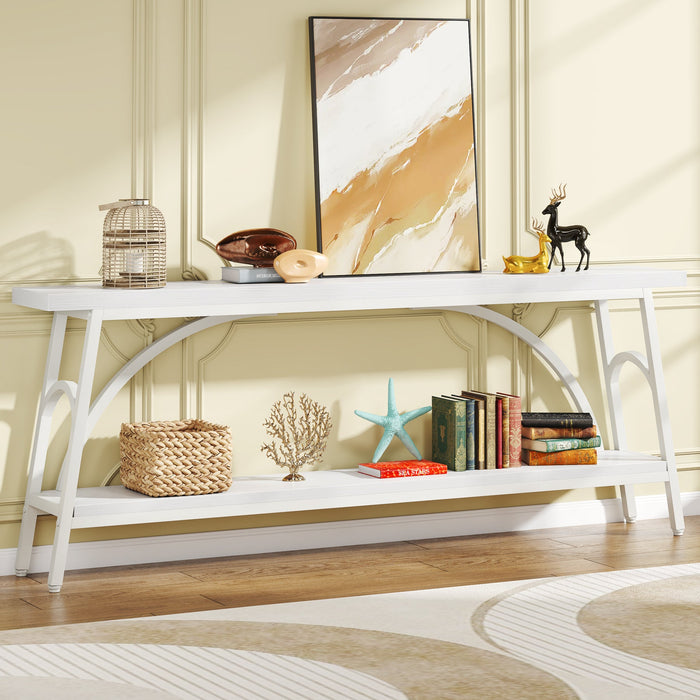 2-Tier Console Table, 70.8” Sofa Table Hallway Table with Open Shelves Tribesigns