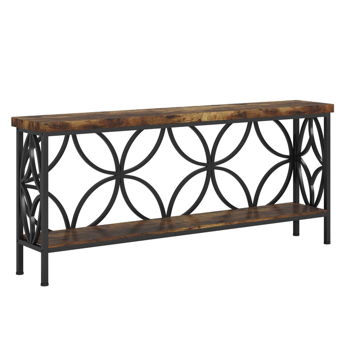 2 - Tier Console Table, 70.9" Industrial Sofa Table Behind Couch Tribesigns