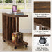 2 - Tier End Table, C - Shaped Wood Side Table with Lockable Wheels Tribesigns