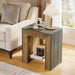 2 - Tier End Table, Modern Wood Sofa Side Table with Glass Storage Shelf Tribesigns