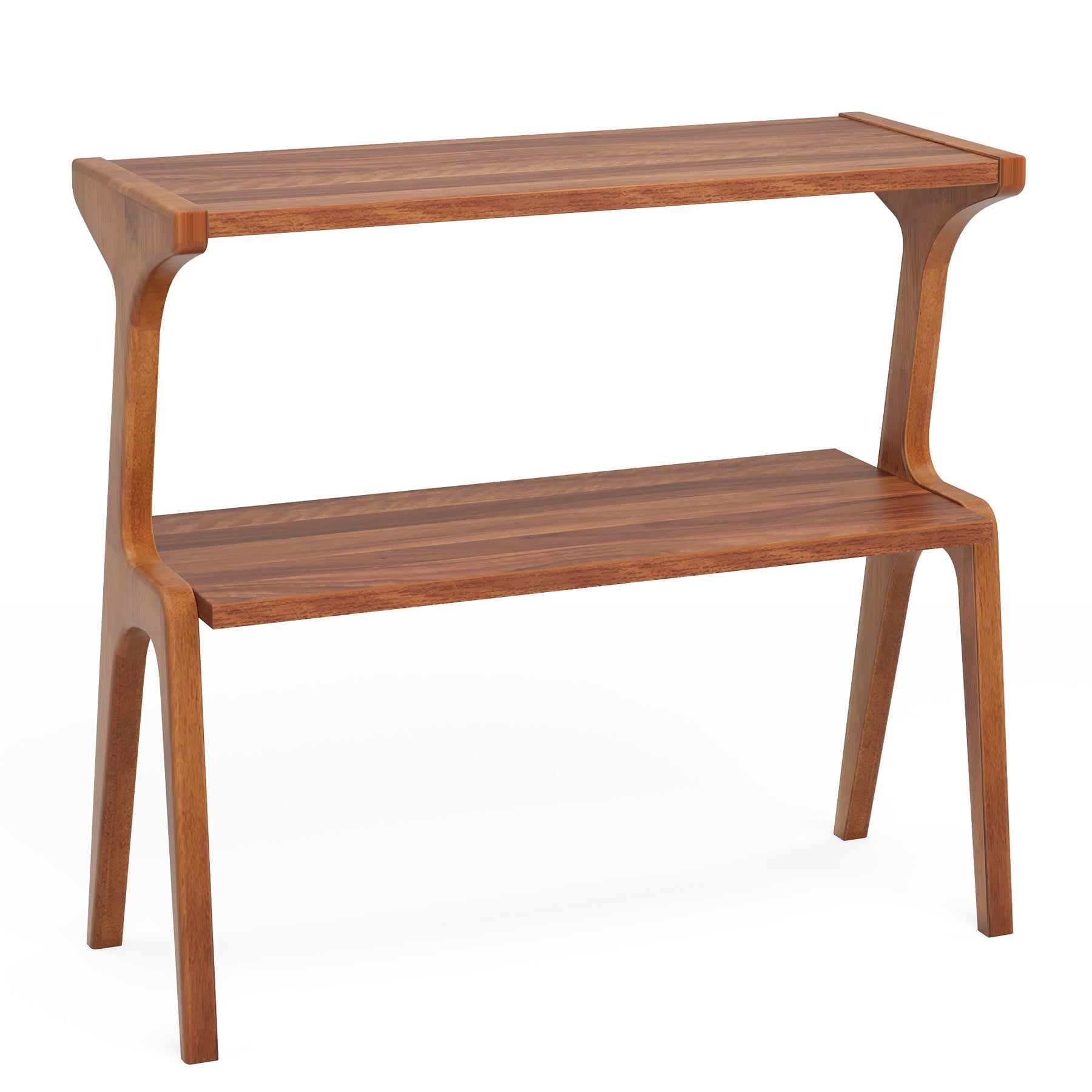 Solid Wood End Table, Two Tier Side Table with Shelf-Tribesigns