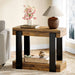 2 - Tier End Table, Wood Farmhouse Side Table for Living Room Tribesigns