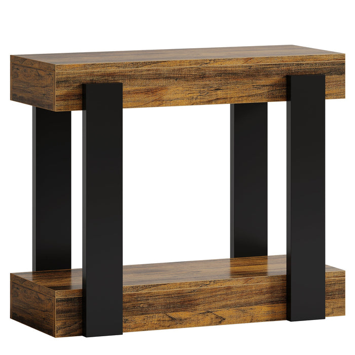 2 - Tier End Table, Wood Farmhouse Side Table for Living Room Tribesigns