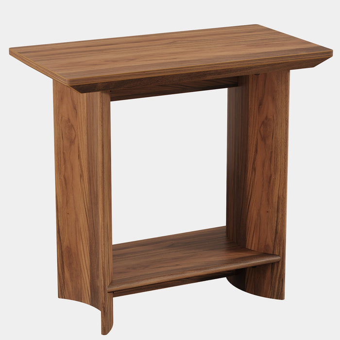 2 - Tier End Table, Wood Sofa Side Table with Storage Tribesigns