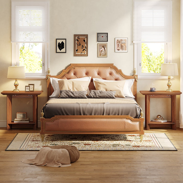 2 - Tier End Table, Wood Sofa Side Table with Storage Tribesigns