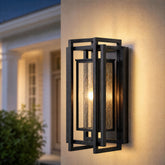 2-Light Outdoor Wall Sconce, 18.7" Exterior Wall Lighting Fixtures with Seeded Glass Shade 3