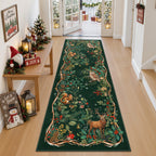 Christmas Tree Area Rug - Washable Non-Slip Holiday Carpet for Living Room Bedroom