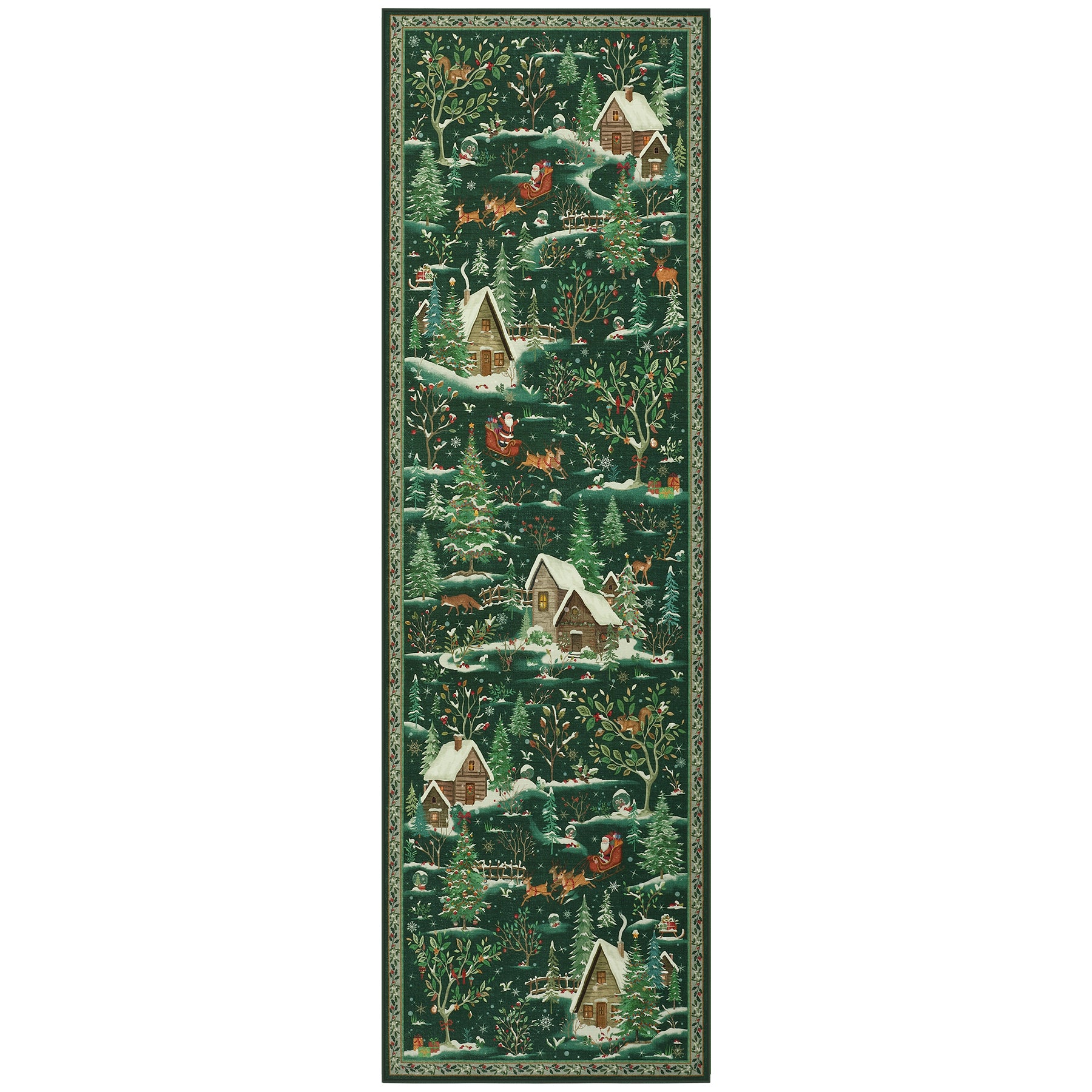 Christmas Snow Forest Washable Area Rug, Soft Holiday Scene Non-Slip Indoor Rug for Living Room Bedroom, Oeko-Tex Certified