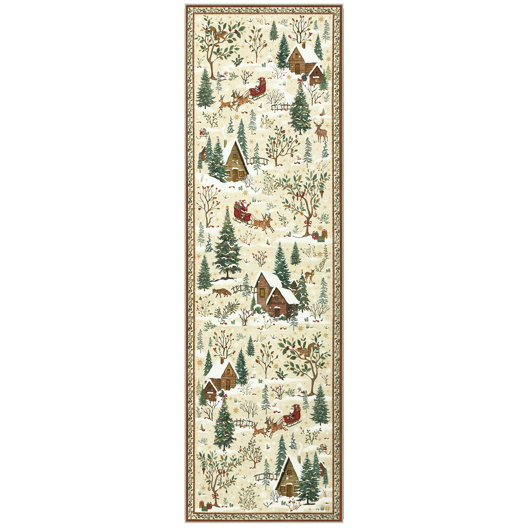 Christmas Snow Forest Washable Area Rug, Soft Holiday Scene Non-Slip Indoor Rug for Living Room Bedroom, Oeko-Tex Certified