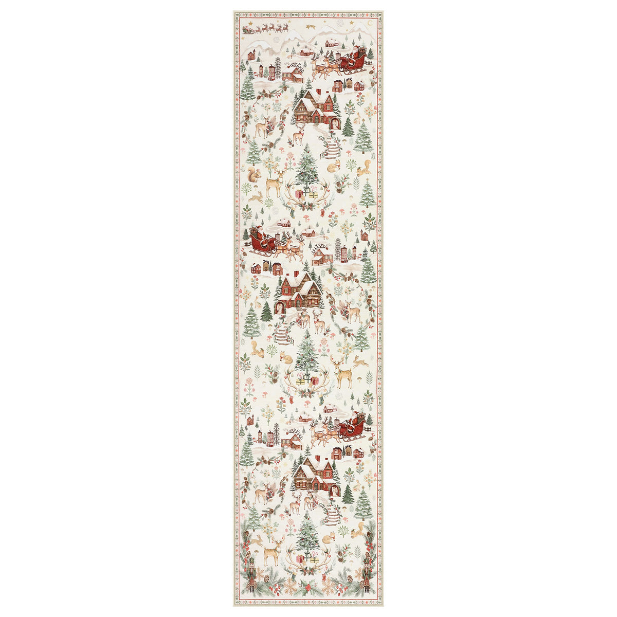 Christmas Runner Rug,Washable Non-Slip Holiday Carpet for Hallway Entryway