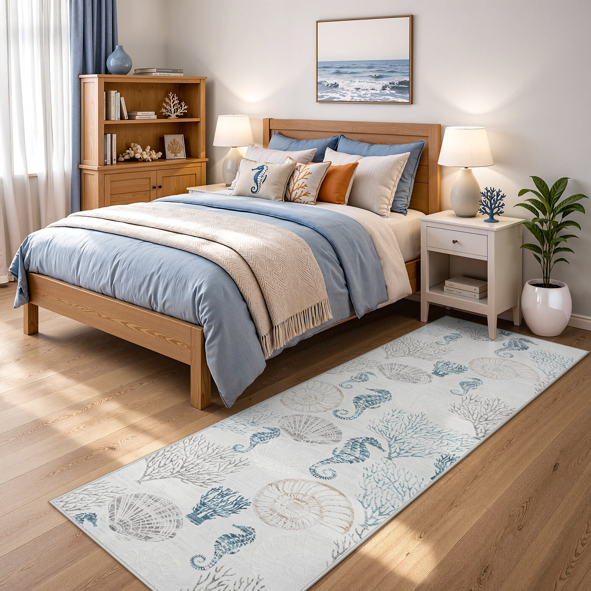 Tribesigns Coastal Washable Runner Rug,Kitchen Runners for Hallways