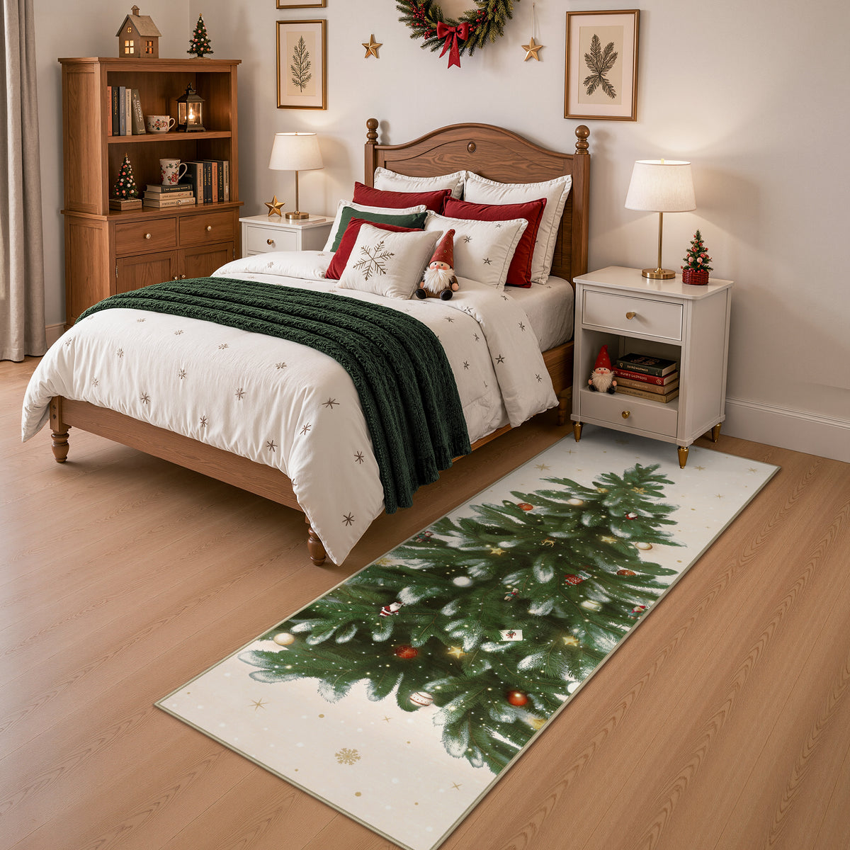 Tribesigns Christmas Tree Washable Runner Rug for Hallway Entryway
