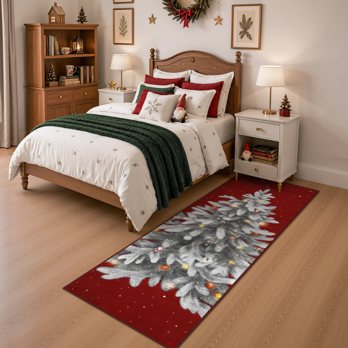Tribesigns Christmas Tree Washable Runner Rug for Hallway Entryway