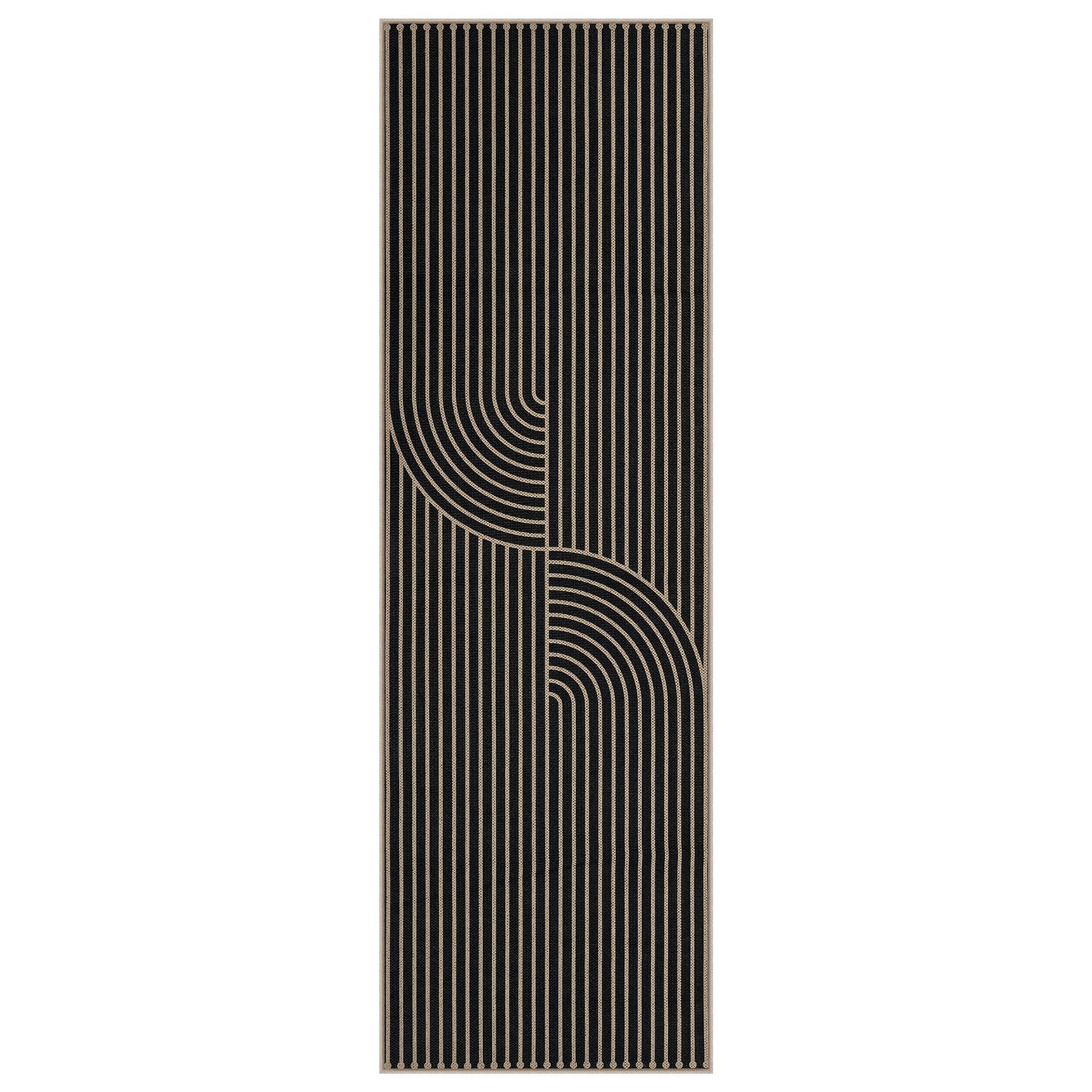 Boho Jute Washable Area Rug, Non-Slip Neutral Abstract, Indoor Outdoor Entryway Kitchen Patio Rug