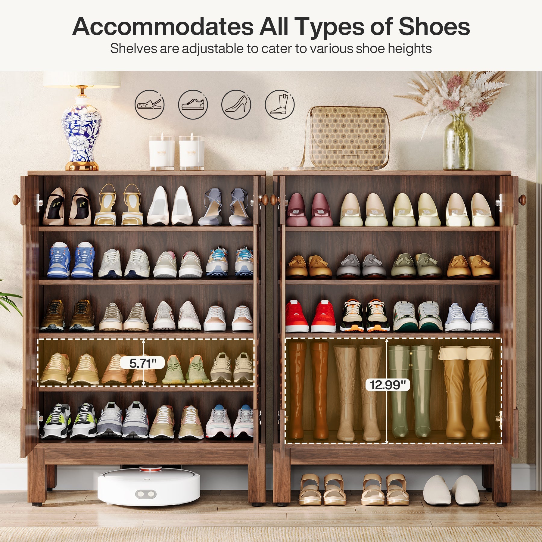 Tribesigns 20-Pair Shoe Cabinet Stylish Shoe Rack Organizer With