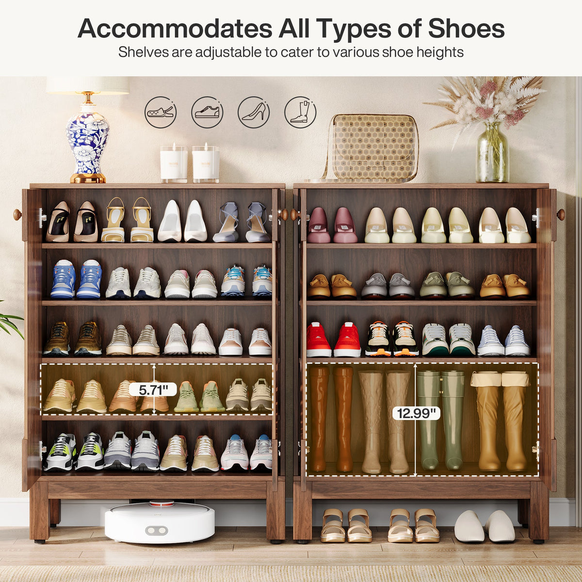 Tribesigns 20-Pair Shoe Cabinet Stylish Shoe Rack Organizer With Doors ...