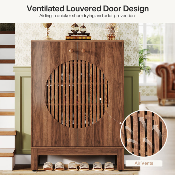 Tribesigns 20-Pair Shoe Cabinet Stylish Shoe Rack Organizer With Doors