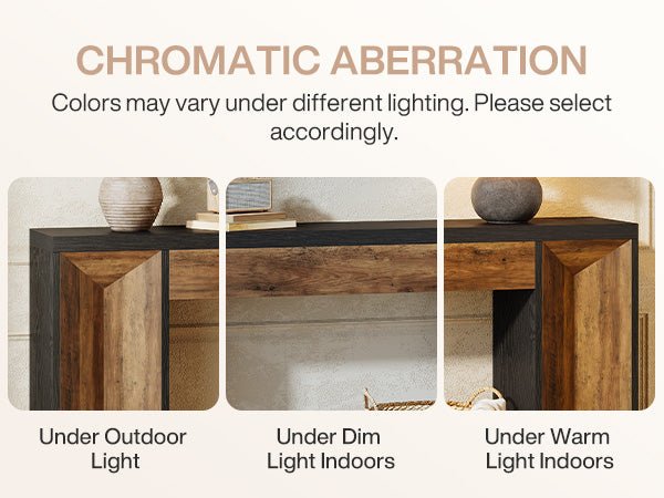 63" Console Table, Farmhouse Entryway Table Sofa Table with Dual-Tone Design