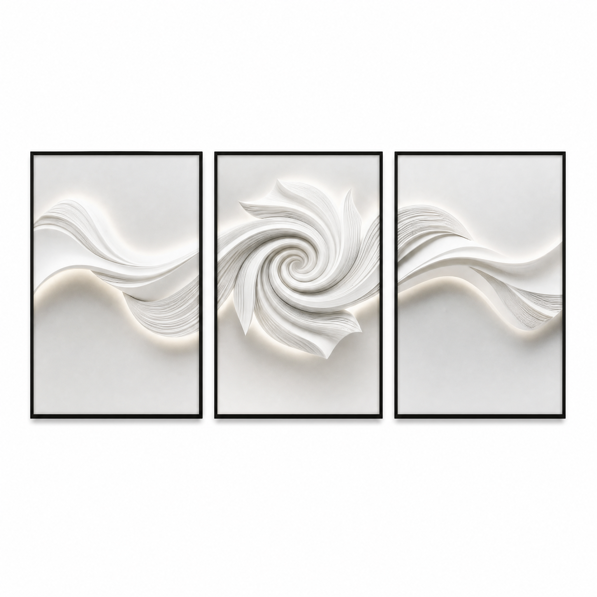 Glossy Crystal Coating Abstract Wall Art Set of 3, Large Textured Canvas Wall Decor with 3D Light Effect for Living Room