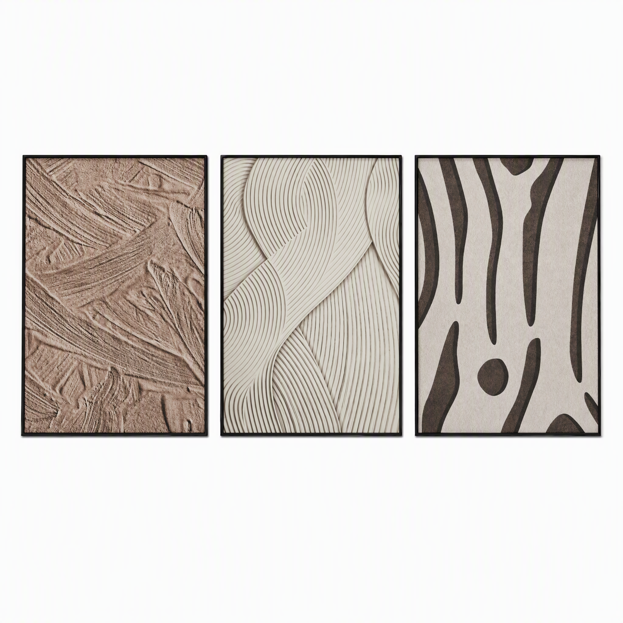 Sandstone Textured Wall Art Set of 3, Large Canvas Wall Decor with Modern Minimalist Design