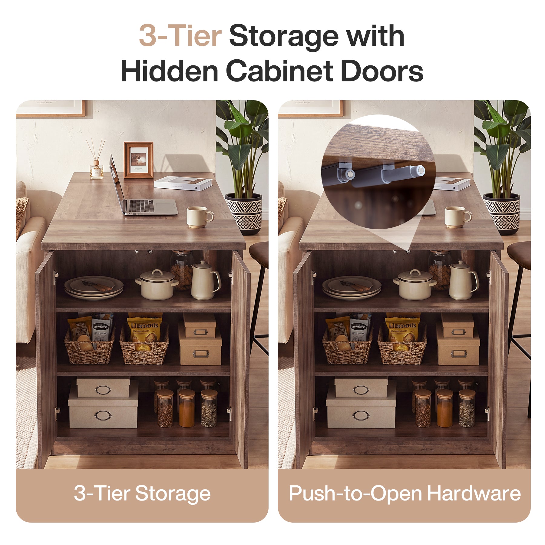 78.7" Kitchen Island with 3-Tier Storage, Farmhouse Stationary Island Table for Kitchen
