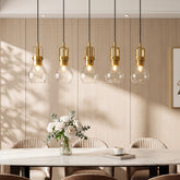 Modern Gold Pendant Light, Industrial Metal Cage Hanging Light with Clear Glass Shade 3