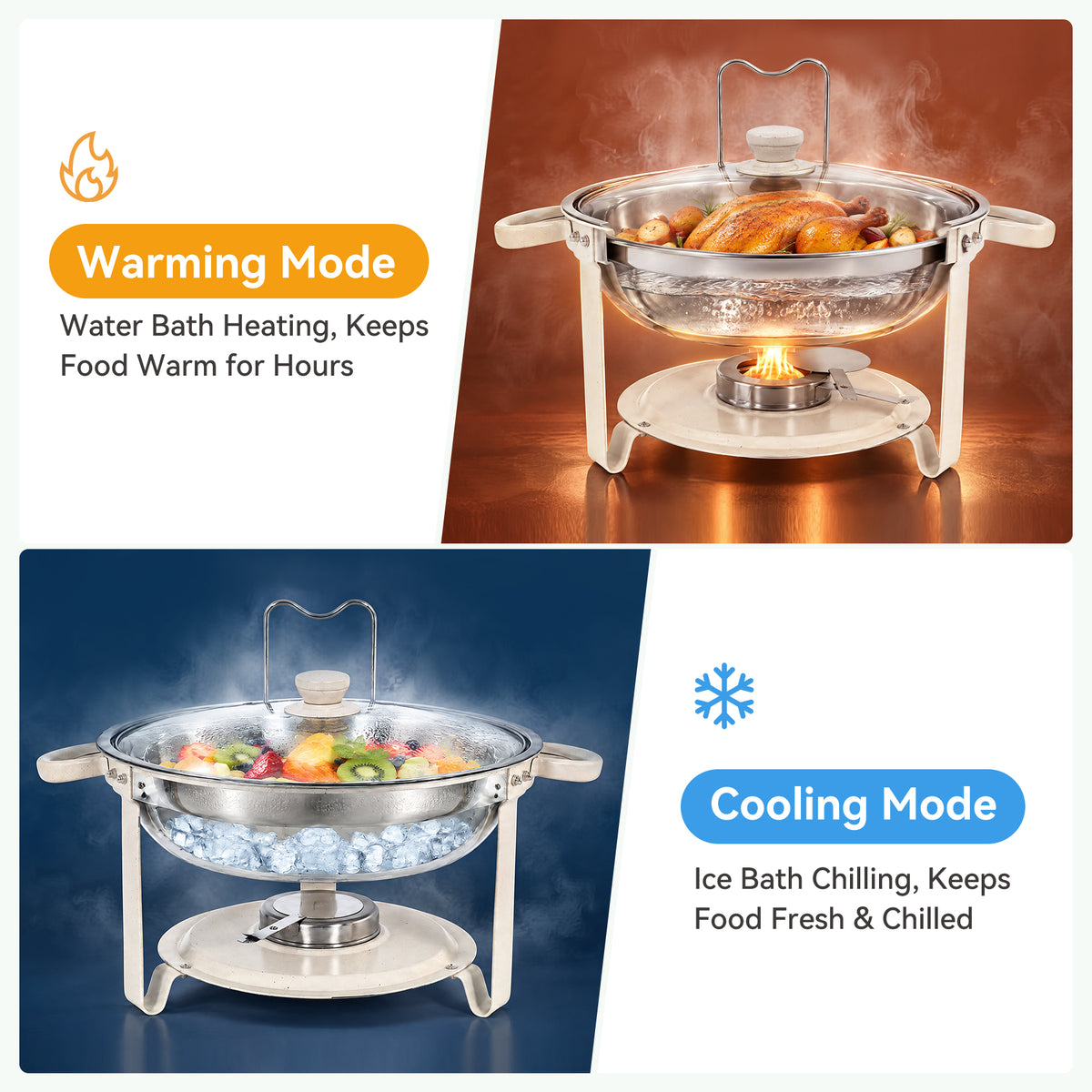 4-Pack Chafing Dishes for Buffet Set, 6QT Round Stainless Steel Food Chafing Dishes