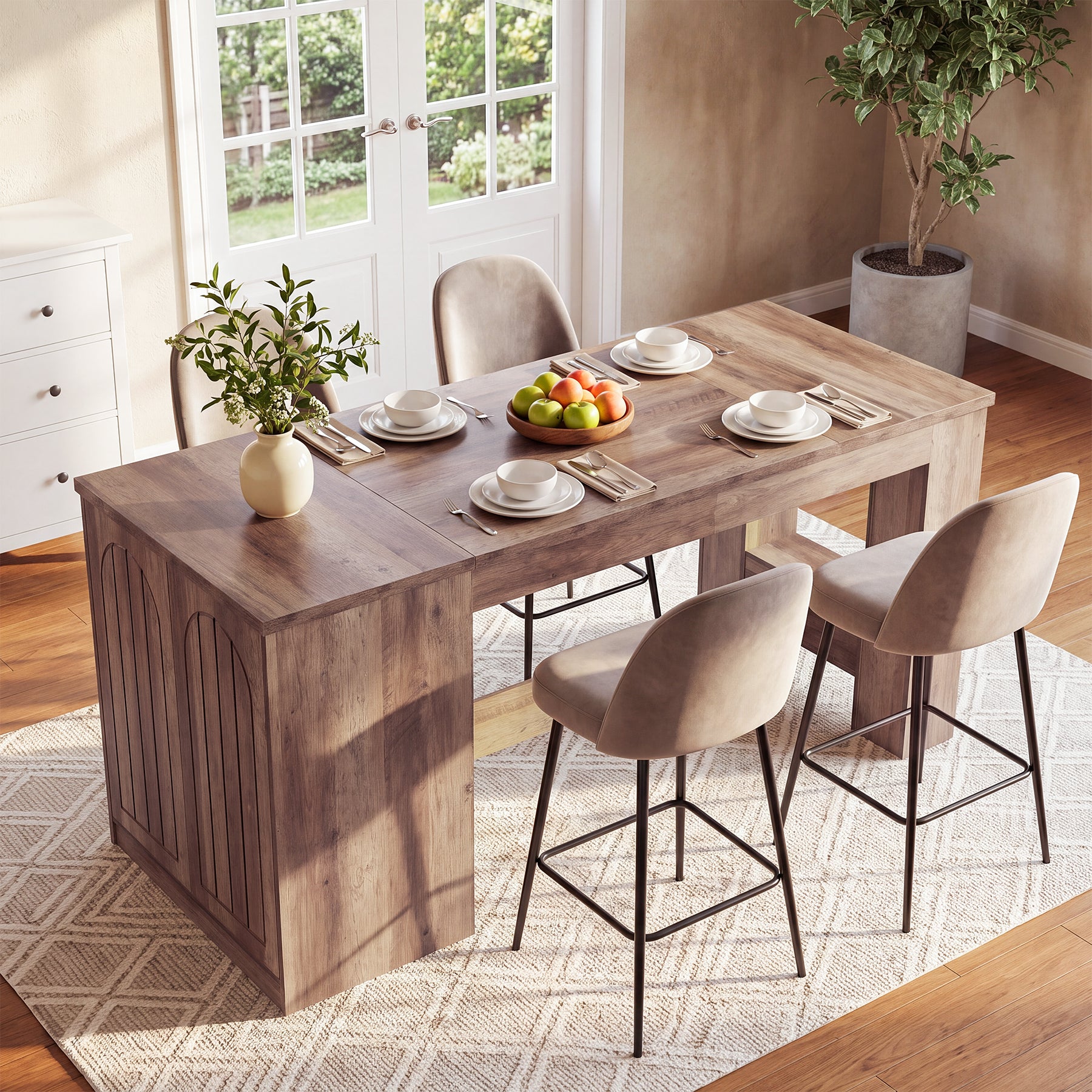 78.7" Kitchen Island with 3-Tier Storage, Farmhouse Stationary Island Table for Kitchen