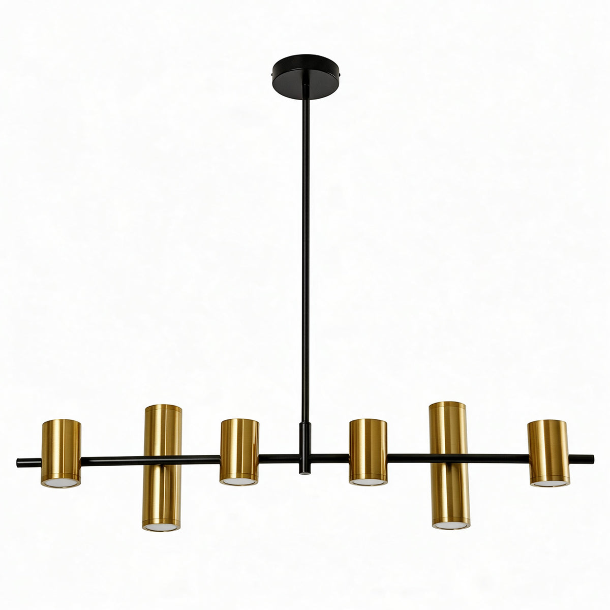 Tribesigns 6-Light Modern Black Gold Linear Chandelier, LED Pendant Light