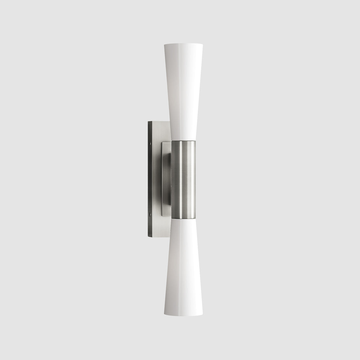 21.7" Silver Wall Sconce, 2-Light Modern Wall Light with Frosted Glass Shade