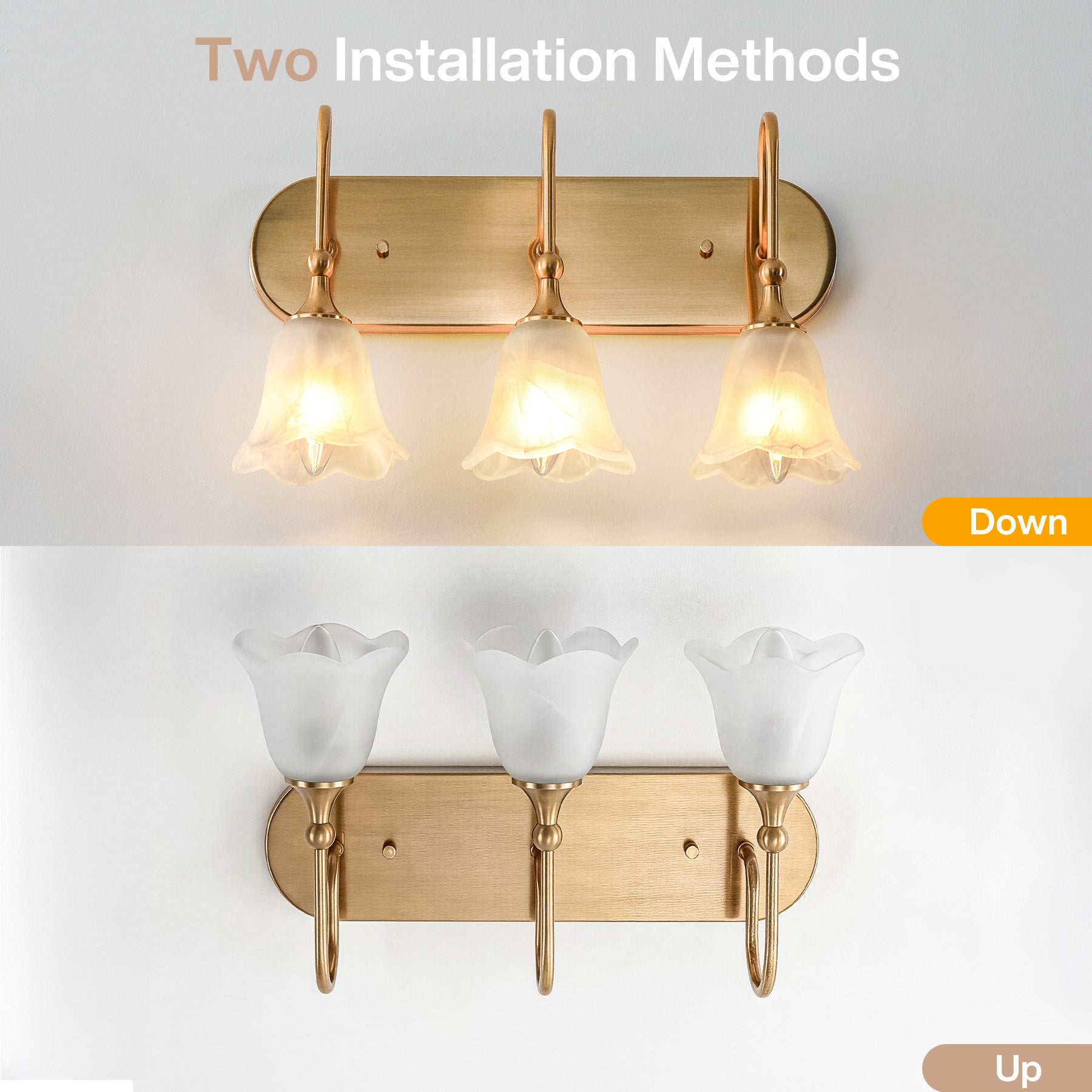 3-Light Light Fixtures, Modern Wall Lights Bathroom Vanity with Clear Glass Shades