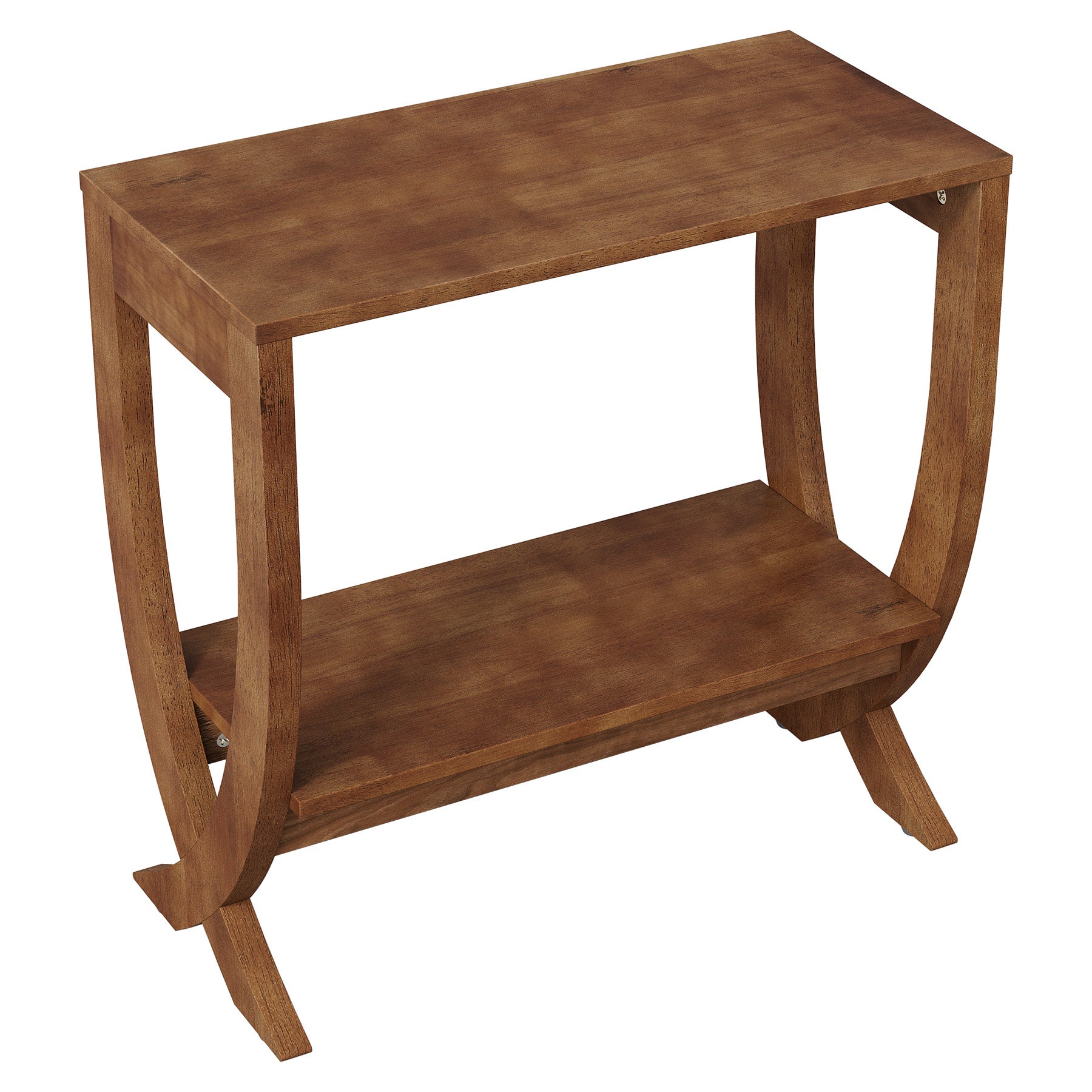 Solid  Wood End Table, 2-Tier Couch Side Table with Arched Legs