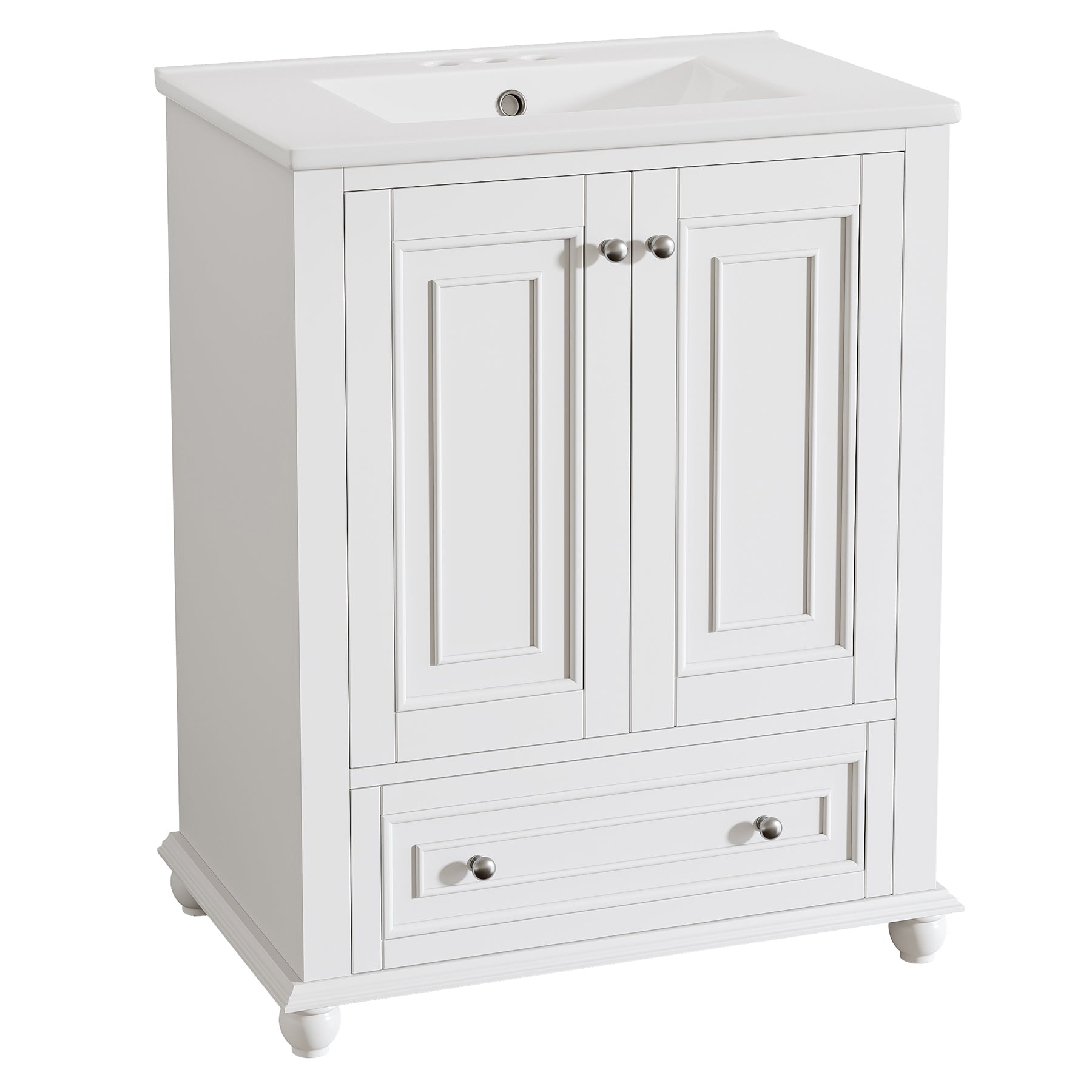 23.6" Bathroom Vanity, Freestanding Bathroom Storage Vanity Cabinet with 2 Doors
