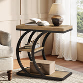 23.6" End Table, 3-Tier Couch C-Shaped Side Table with Storage 3