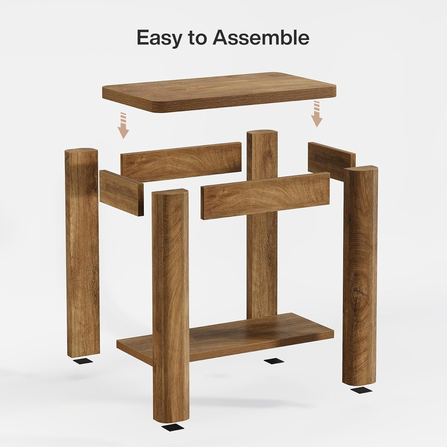 23.6" End Table, Farmhouse Wooden Side Table with Storage Shelf