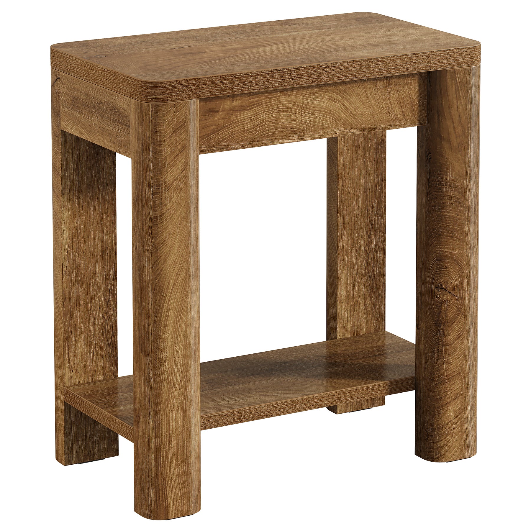 23.6" End Table, Farmhouse Wooden Side Table with Storage Shelf