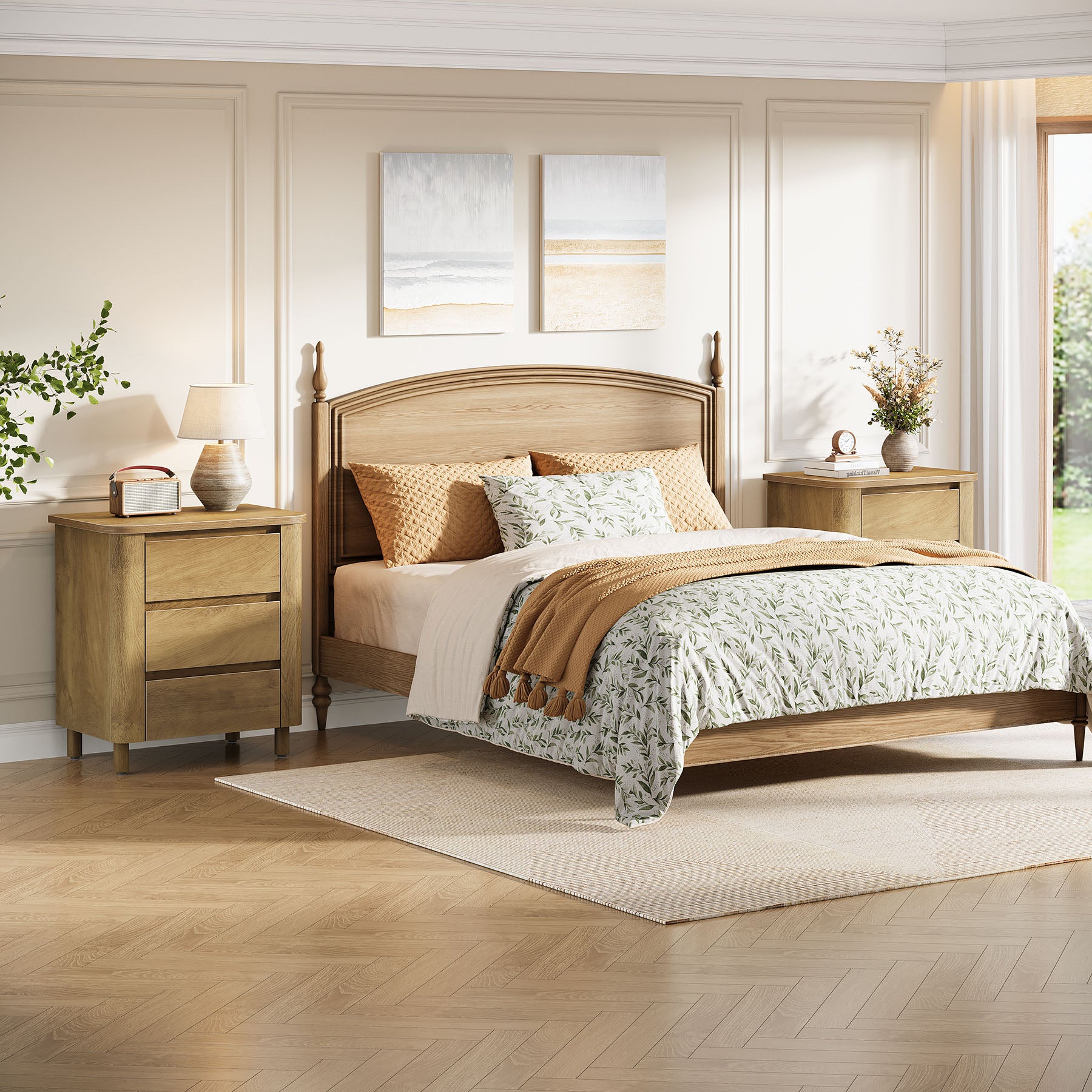 23.6" Nightstand, Farmhouse Bedside Table with 3 Drawers