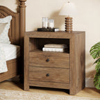 23.6" Nightstand, Rustic Bedside Table with 2 Storage Drawers Tribesigns