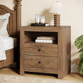 23.6" Nightstand, Rustic Bedside Table with 2 Storage Drawers Tribesigns 3