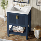 24" Bathroom Vanity, Modern Bathroom Sink Cabinet with Ceramic Basin and 2 Doors Tribesigns