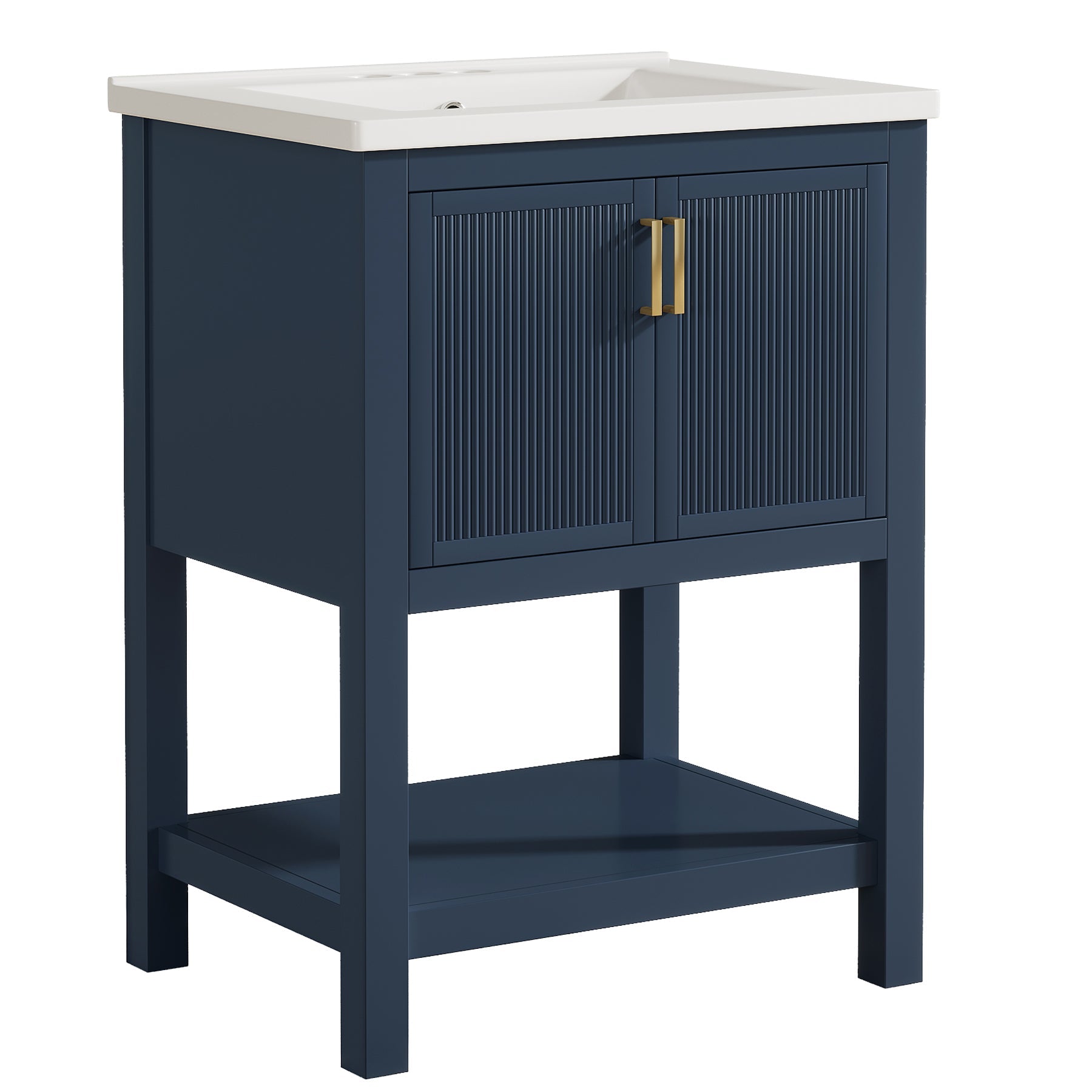 24" Bathroom Vanity with Ceramic Basin and 2 Doors