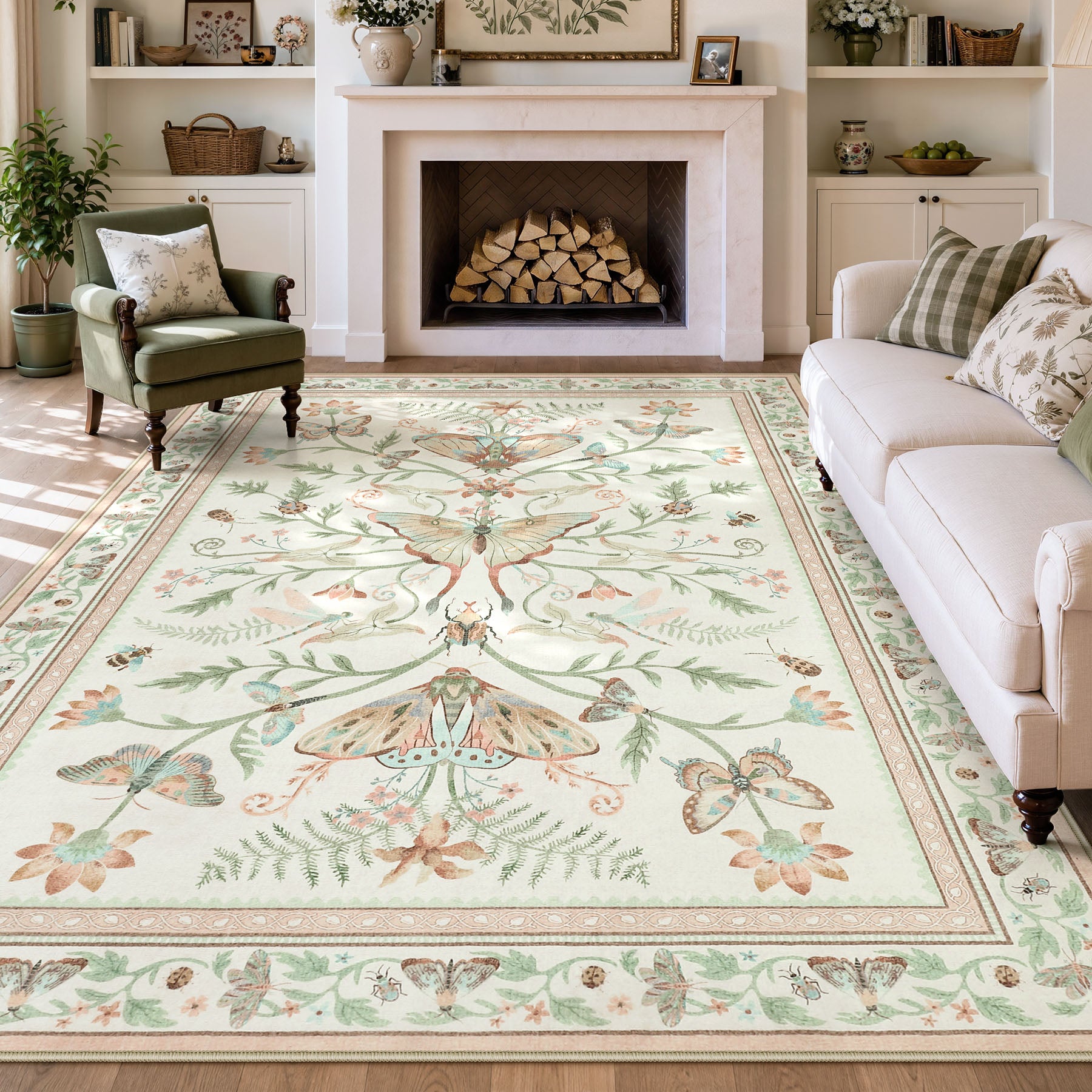 Insect Paradise Area Rug, Non-Slip Indoor Rug for Living Room Bedroom, Oeko-Tex Certified