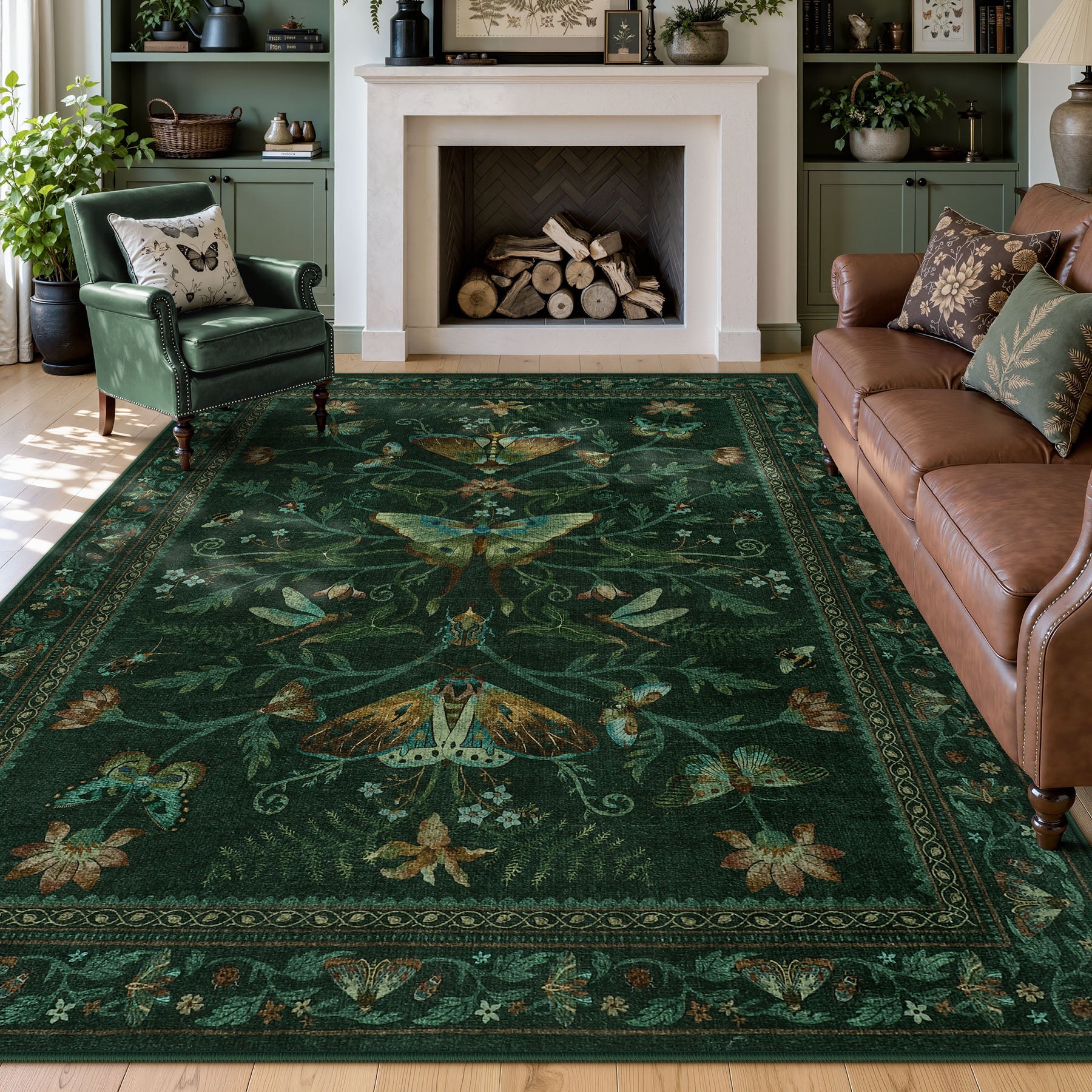 Insect Paradise Area Rug, Non-Slip Indoor Rug for Living Room Bedroom, Oeko-Tex Certified